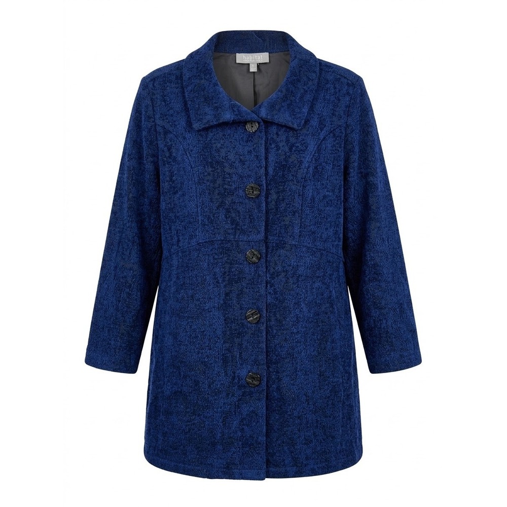 Habitat Blue Textured Knit Button Front Collared Jacket XL 74536